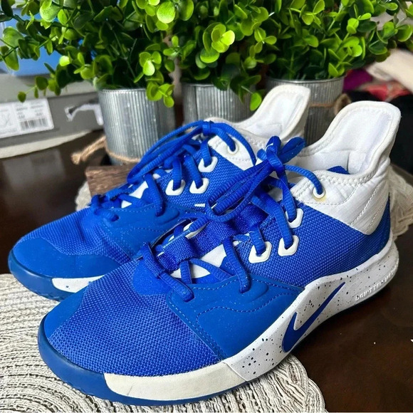 Nike Paul George PG3 white blue sneakers sz 6.5 - Picture 1 of 9